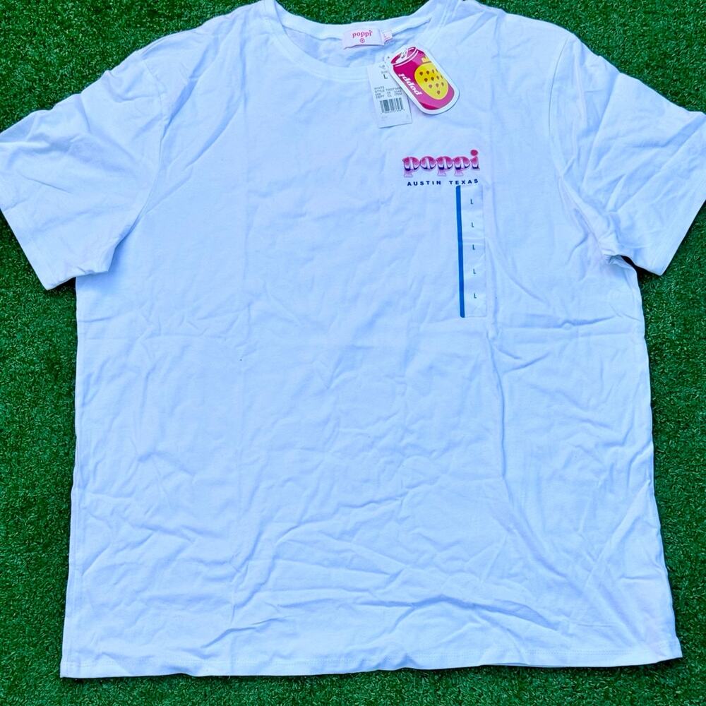 Poppi T Shirt The Ultimate Soda Serve Shirt Graphic White Tee New With Tags